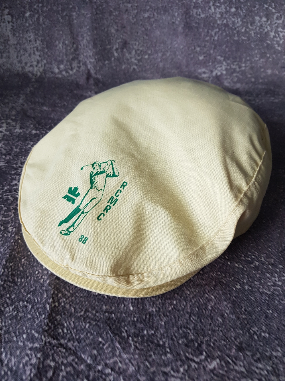 Vintage 1988 RCMRC Light Yellow Golf Flat Cap